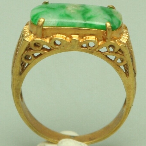 Cert'd Genuine Untreated Green A Jadeite Jade 925 Silver US 6 Ring - Picture 5 of 12